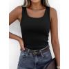 imagePRETTYGARDEN Tank Tops for Women 2026 Summer Sleeveless Scoop Neck Ribbed Tops Cute Spring Casual Fitted Basic Cami ShirtsBlack