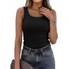 imagePRETTYGARDEN Tank Tops for Women 2026 Summer Sleeveless Scoop Neck Ribbed Tops Cute Spring Casual Fitted Basic Cami ShirtsBlack