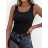 imagePRETTYGARDEN Tank Tops for Women 2026 Summer Sleeveless Scoop Neck Ribbed Tops Cute Spring Casual Fitted Basic Cami ShirtsBlack