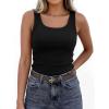 imagePRETTYGARDEN Tank Tops for Women 2026 Summer Sleeveless Scoop Neck Ribbed Tops Cute Spring Casual Fitted Basic Cami ShirtsBlack