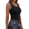 imagePRETTYGARDEN Tank Tops for Women 2026 Summer Sleeveless Scoop Neck Ribbed Tops Cute Spring Casual Fitted Basic Cami ShirtsBlack