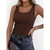 imagePRETTYGARDEN Tank Tops for Women 2026 Summer Sleeveless Scoop Neck Ribbed Tops Cute Spring Casual Fitted Basic Cami ShirtsBrown