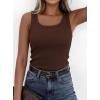 imagePRETTYGARDEN Tank Tops for Women 2026 Summer Sleeveless Scoop Neck Ribbed Tops Cute Spring Casual Fitted Basic Cami ShirtsBrown