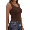imagePRETTYGARDEN Tank Tops for Women 2026 Summer Sleeveless Scoop Neck Ribbed Tops Cute Spring Casual Fitted Basic Cami ShirtsBrown