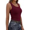 imagePRETTYGARDEN Tank Tops for Women 2026 Summer Sleeveless Scoop Neck Ribbed Tops Cute Spring Casual Fitted Basic Cami ShirtsBurgundy