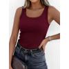 imagePRETTYGARDEN Tank Tops for Women 2026 Summer Sleeveless Scoop Neck Ribbed Tops Cute Spring Casual Fitted Basic Cami ShirtsBurgundy