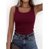 imagePRETTYGARDEN Tank Tops for Women 2026 Summer Sleeveless Scoop Neck Ribbed Tops Cute Spring Casual Fitted Basic Cami ShirtsBurgundy