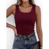 imagePRETTYGARDEN Tank Tops for Women 2026 Summer Sleeveless Scoop Neck Ribbed Tops Cute Spring Casual Fitted Basic Cami ShirtsBurgundy