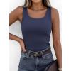 imagePRETTYGARDEN Tank Tops for Women 2026 Summer Sleeveless Scoop Neck Ribbed Tops Cute Spring Casual Fitted Basic Cami ShirtsDark Blue