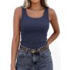 imagePRETTYGARDEN Tank Tops for Women 2026 Summer Sleeveless Scoop Neck Ribbed Tops Cute Spring Casual Fitted Basic Cami ShirtsDark Blue