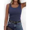 imagePRETTYGARDEN Tank Tops for Women 2026 Summer Sleeveless Scoop Neck Ribbed Tops Cute Spring Casual Fitted Basic Cami ShirtsDark Blue