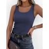 imagePRETTYGARDEN Tank Tops for Women 2026 Summer Sleeveless Scoop Neck Ribbed Tops Cute Spring Casual Fitted Basic Cami ShirtsDark Blue