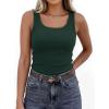 imagePRETTYGARDEN Tank Tops for Women 2026 Summer Sleeveless Scoop Neck Ribbed Tops Cute Spring Casual Fitted Basic Cami ShirtsDark Green
