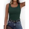 imagePRETTYGARDEN Tank Tops for Women 2026 Summer Sleeveless Scoop Neck Ribbed Tops Cute Spring Casual Fitted Basic Cami ShirtsDark Green