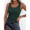 imagePRETTYGARDEN Tank Tops for Women 2026 Summer Sleeveless Scoop Neck Ribbed Tops Cute Spring Casual Fitted Basic Cami ShirtsDark Green