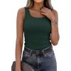 imagePRETTYGARDEN Tank Tops for Women 2026 Summer Sleeveless Scoop Neck Ribbed Tops Cute Spring Casual Fitted Basic Cami ShirtsDark Green