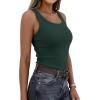 imagePRETTYGARDEN Tank Tops for Women 2026 Summer Sleeveless Scoop Neck Ribbed Tops Cute Spring Casual Fitted Basic Cami ShirtsDark Green