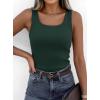 imagePRETTYGARDEN Tank Tops for Women 2026 Summer Sleeveless Scoop Neck Ribbed Tops Cute Spring Casual Fitted Basic Cami ShirtsDark Green