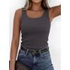 imagePRETTYGARDEN Tank Tops for Women 2026 Summer Sleeveless Scoop Neck Ribbed Tops Cute Spring Casual Fitted Basic Cami ShirtsDark Grey