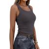 imagePRETTYGARDEN Tank Tops for Women 2026 Summer Sleeveless Scoop Neck Ribbed Tops Cute Spring Casual Fitted Basic Cami ShirtsDark Grey