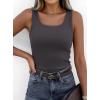 imagePRETTYGARDEN Tank Tops for Women 2026 Summer Sleeveless Scoop Neck Ribbed Tops Cute Spring Casual Fitted Basic Cami ShirtsDark Grey