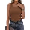 imagePRETTYGARDEN Tank Tops for Women 2026 Summer Sleeveless Scoop Neck Ribbed Tops Cute Spring Casual Fitted Basic Cami ShirtsDark Khaki