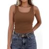 imagePRETTYGARDEN Tank Tops for Women 2026 Summer Sleeveless Scoop Neck Ribbed Tops Cute Spring Casual Fitted Basic Cami ShirtsDark Khaki