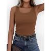 imagePRETTYGARDEN Tank Tops for Women 2026 Summer Sleeveless Scoop Neck Ribbed Tops Cute Spring Casual Fitted Basic Cami ShirtsDark Khaki