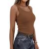 imagePRETTYGARDEN Tank Tops for Women 2026 Summer Sleeveless Scoop Neck Ribbed Tops Cute Spring Casual Fitted Basic Cami ShirtsDark Khaki