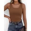 imagePRETTYGARDEN Tank Tops for Women 2026 Summer Sleeveless Scoop Neck Ribbed Tops Cute Spring Casual Fitted Basic Cami ShirtsDark Khaki