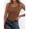 imagePRETTYGARDEN Tank Tops for Women 2026 Summer Sleeveless Scoop Neck Ribbed Tops Cute Spring Casual Fitted Basic Cami ShirtsDark Khaki