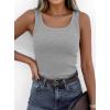 imagePRETTYGARDEN Tank Tops for Women 2026 Summer Sleeveless Scoop Neck Ribbed Tops Cute Spring Casual Fitted Basic Cami ShirtsGrey