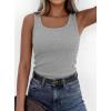 imagePRETTYGARDEN Tank Tops for Women 2026 Summer Sleeveless Scoop Neck Ribbed Tops Cute Spring Casual Fitted Basic Cami ShirtsGrey
