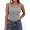 imagePRETTYGARDEN Tank Tops for Women 2026 Summer Sleeveless Scoop Neck Ribbed Tops Cute Spring Casual Fitted Basic Cami ShirtsGrey