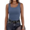 imagePRETTYGARDEN Tank Tops for Women 2026 Summer Sleeveless Scoop Neck Ribbed Tops Cute Spring Casual Fitted Basic Cami ShirtsGrey Blue