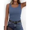 imagePRETTYGARDEN Tank Tops for Women 2026 Summer Sleeveless Scoop Neck Ribbed Tops Cute Spring Casual Fitted Basic Cami ShirtsGrey Blue