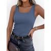 imagePRETTYGARDEN Tank Tops for Women 2026 Summer Sleeveless Scoop Neck Ribbed Tops Cute Spring Casual Fitted Basic Cami ShirtsGrey Blue