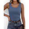 imagePRETTYGARDEN Tank Tops for Women 2026 Summer Sleeveless Scoop Neck Ribbed Tops Cute Spring Casual Fitted Basic Cami ShirtsGrey Blue