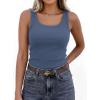 imagePRETTYGARDEN Tank Tops for Women 2026 Summer Sleeveless Scoop Neck Ribbed Tops Cute Spring Casual Fitted Basic Cami ShirtsGrey Blue
