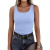 imagePRETTYGARDEN Tank Tops for Women 2026 Summer Sleeveless Scoop Neck Ribbed Tops Cute Spring Casual Fitted Basic Cami ShirtsLight Blue