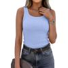 imagePRETTYGARDEN Tank Tops for Women 2026 Summer Sleeveless Scoop Neck Ribbed Tops Cute Spring Casual Fitted Basic Cami ShirtsLight Blue