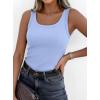 imagePRETTYGARDEN Tank Tops for Women 2026 Summer Sleeveless Scoop Neck Ribbed Tops Cute Spring Casual Fitted Basic Cami ShirtsLight Blue