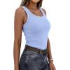imagePRETTYGARDEN Tank Tops for Women 2026 Summer Sleeveless Scoop Neck Ribbed Tops Cute Spring Casual Fitted Basic Cami ShirtsLight Blue