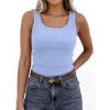 imagePRETTYGARDEN Tank Tops for Women 2026 Summer Sleeveless Scoop Neck Ribbed Tops Cute Spring Casual Fitted Basic Cami ShirtsLight Blue