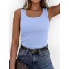 imagePRETTYGARDEN Tank Tops for Women 2026 Summer Sleeveless Scoop Neck Ribbed Tops Cute Spring Casual Fitted Basic Cami ShirtsLight Blue