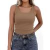 imagePRETTYGARDEN Tank Tops for Women 2026 Summer Sleeveless Scoop Neck Ribbed Tops Cute Spring Casual Fitted Basic Cami ShirtsLight Khaki