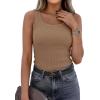 imagePRETTYGARDEN Tank Tops for Women 2026 Summer Sleeveless Scoop Neck Ribbed Tops Cute Spring Casual Fitted Basic Cami ShirtsLight Khaki