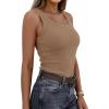 imagePRETTYGARDEN Tank Tops for Women 2026 Summer Sleeveless Scoop Neck Ribbed Tops Cute Spring Casual Fitted Basic Cami ShirtsLight Khaki