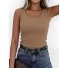 imagePRETTYGARDEN Tank Tops for Women 2026 Summer Sleeveless Scoop Neck Ribbed Tops Cute Spring Casual Fitted Basic Cami ShirtsLight Khaki