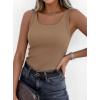 imagePRETTYGARDEN Tank Tops for Women 2026 Summer Sleeveless Scoop Neck Ribbed Tops Cute Spring Casual Fitted Basic Cami ShirtsLight Khaki